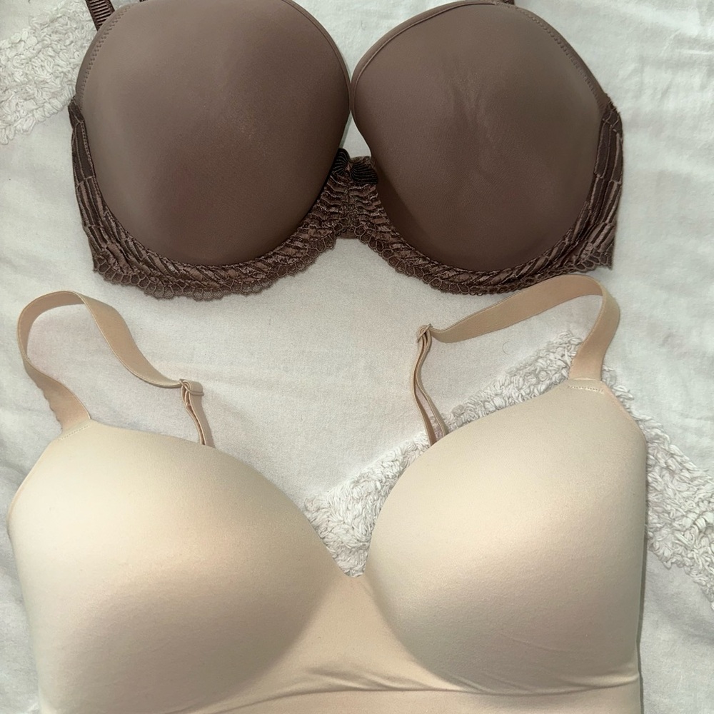 Wacoal underwire Brown and Soma Cream Embliss Wireless Bra